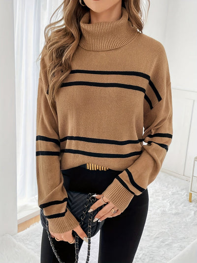 Thea – Striped High Neck Jumper