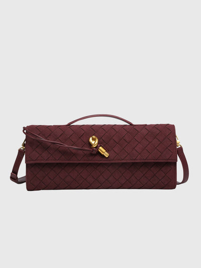 Cherry | Luxury Suede Intrecciato Clutch