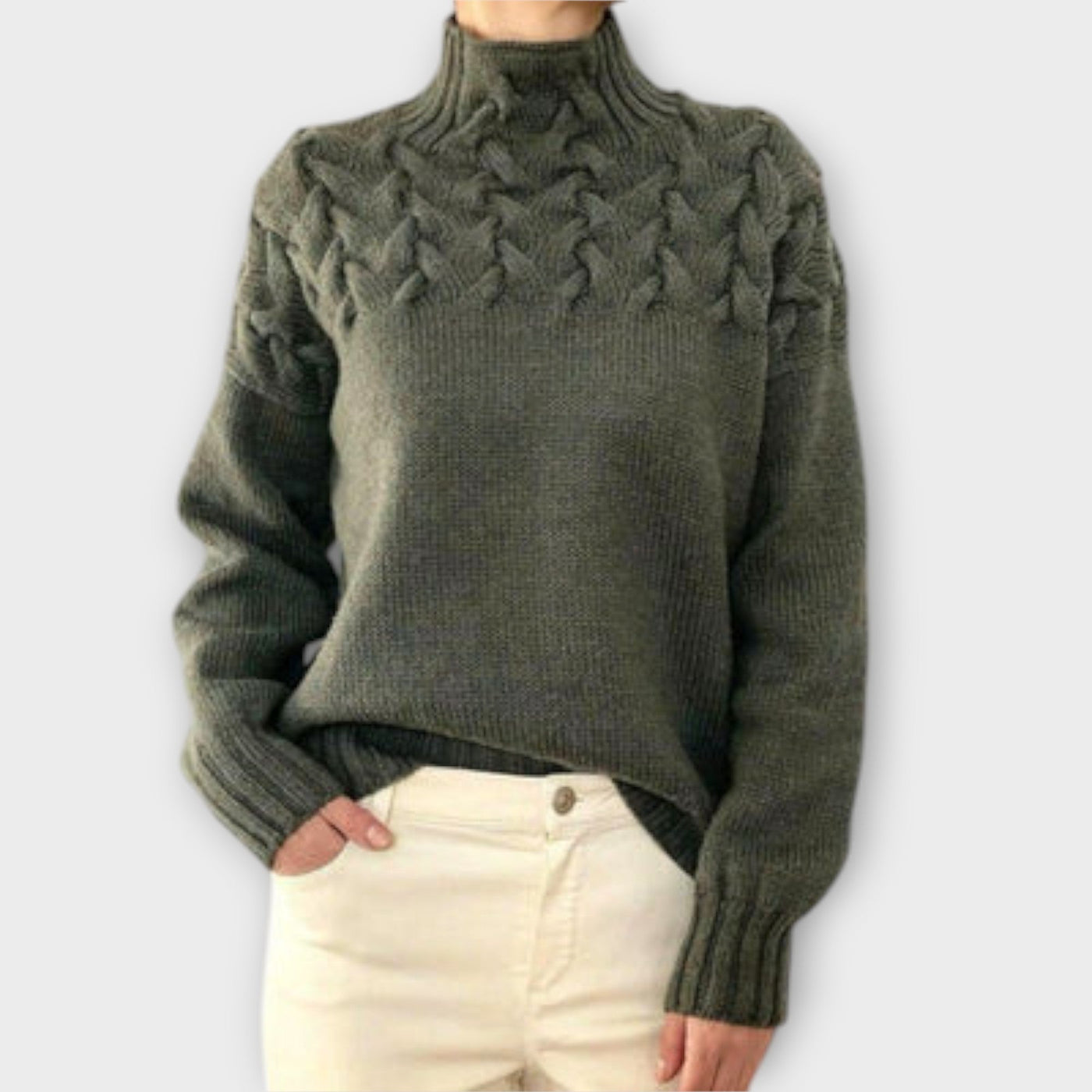 Eva - Women's Jumper with Cable Knit Details