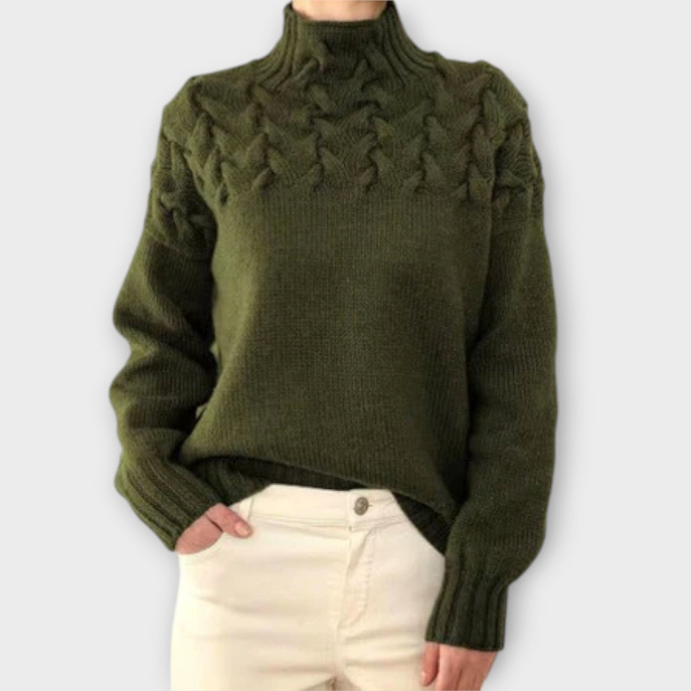 Eva - Women's Jumper with Cable Knit Details