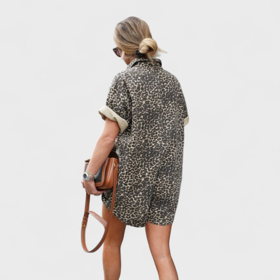 Nonette - Shirt Dress with Leopard Print