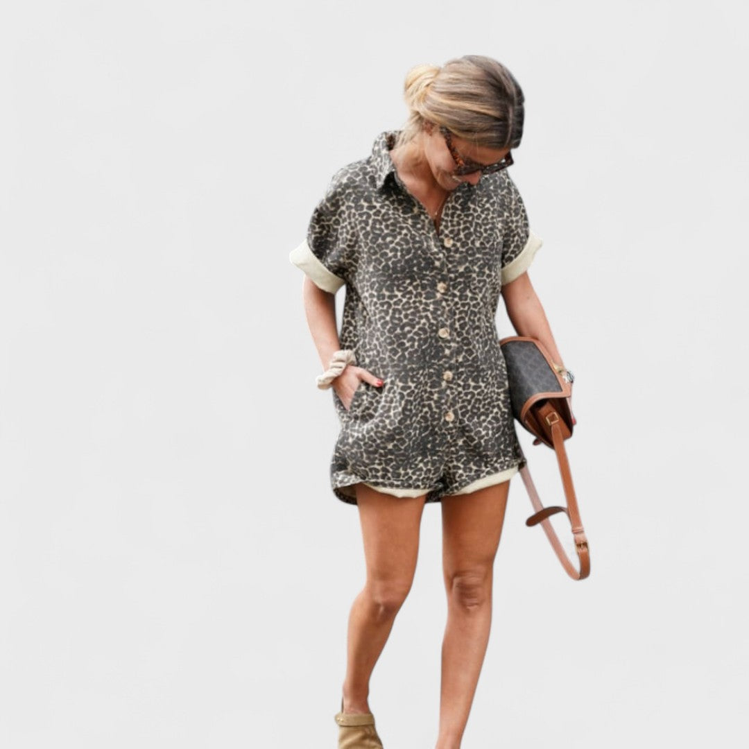 Nonette - Shirt Dress with Leopard Print