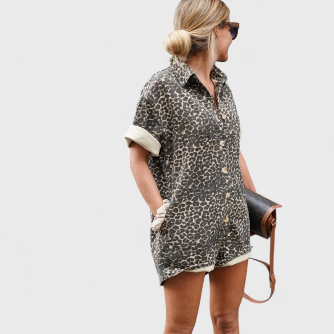 Nonette - Shirt Dress with Leopard Print