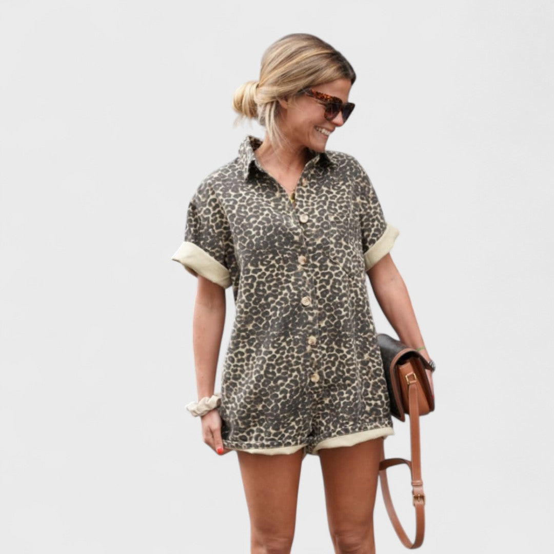 Nonette - Shirt Dress with Leopard Print
