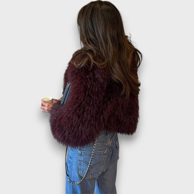 Mile – Luxury faux fur coat in a deep burgundy