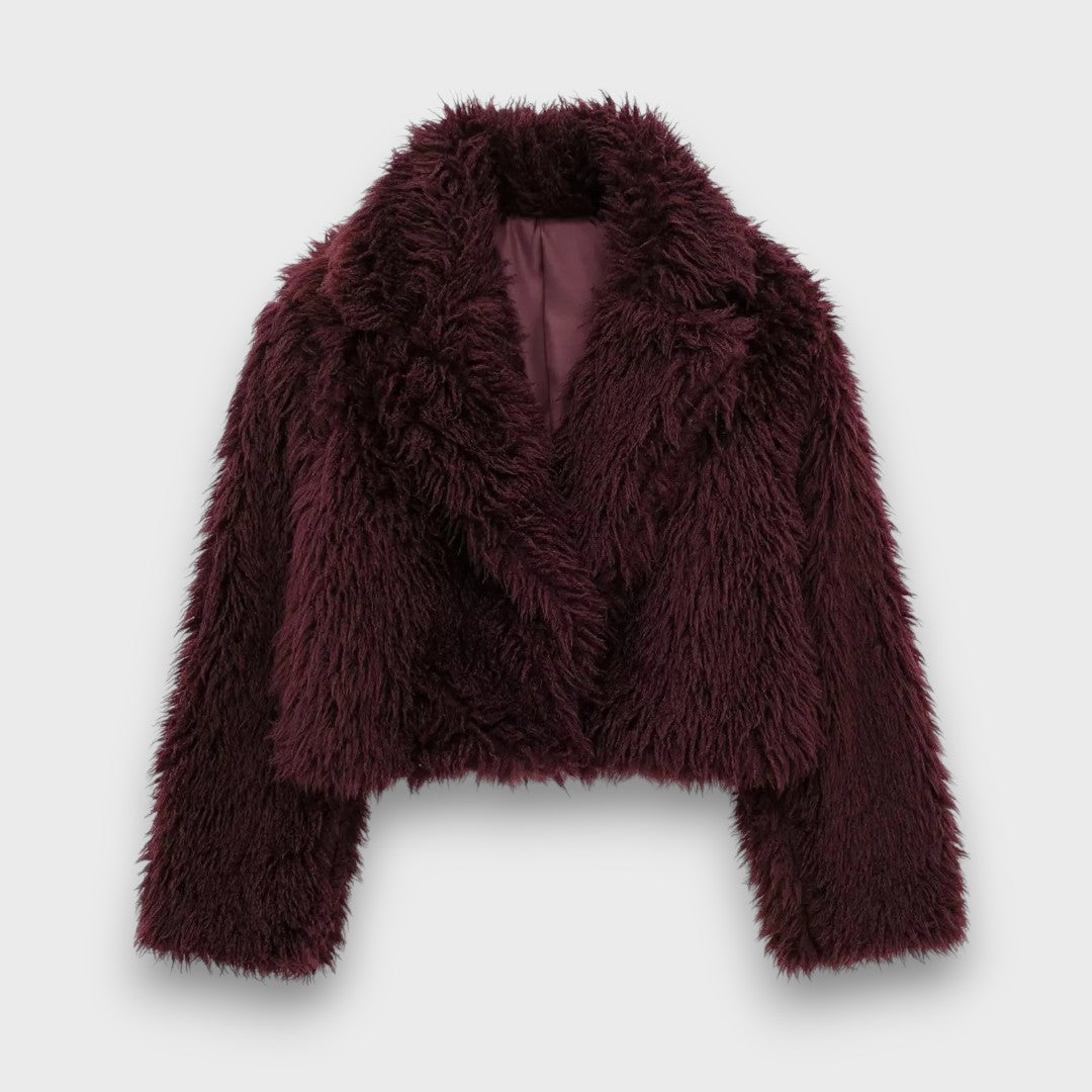 Mile – Luxury faux fur coat in a deep burgundy