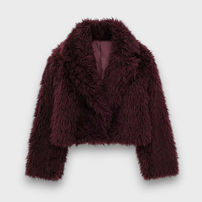 Mile – Luxury faux fur coat in a deep burgundy