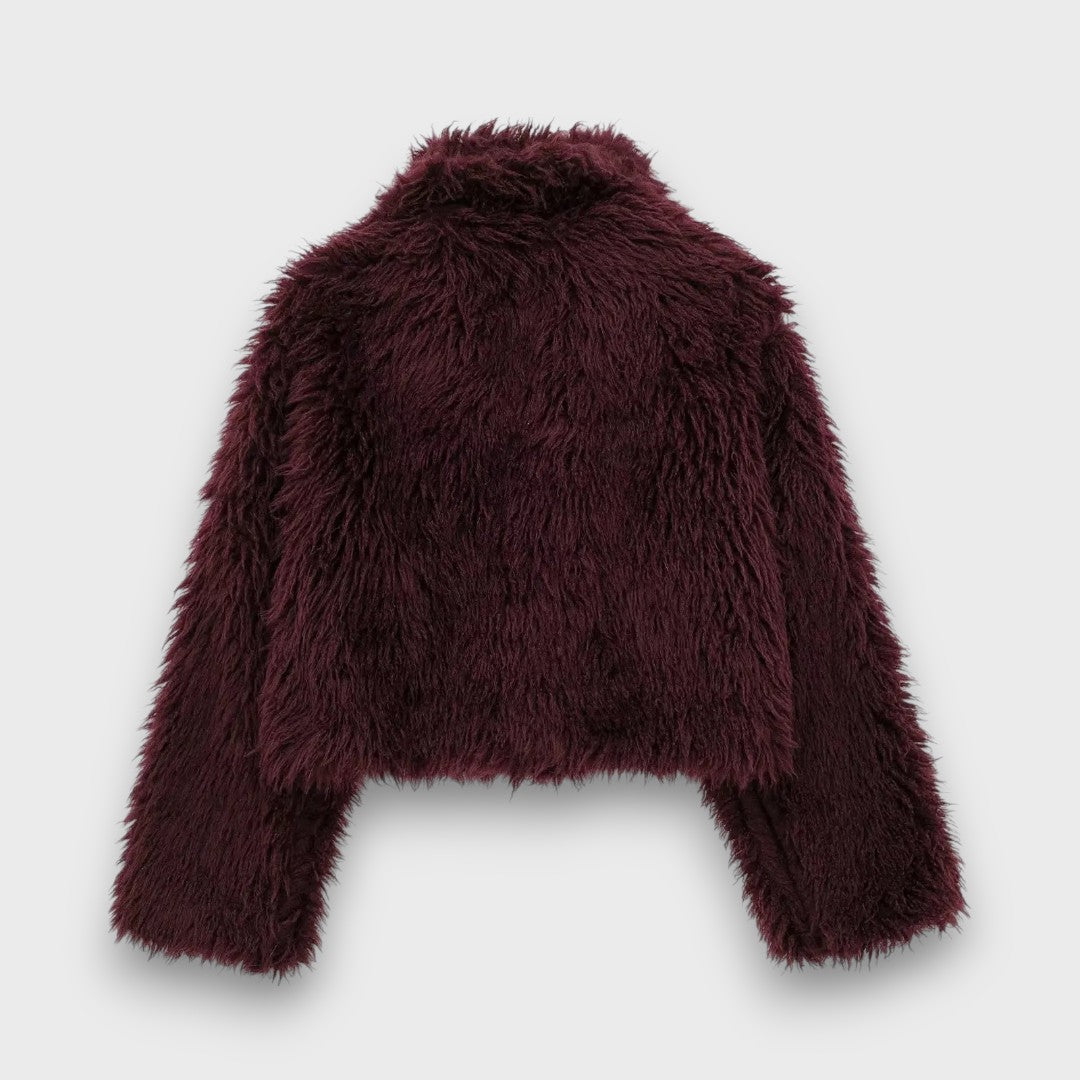 Mile – Luxury faux fur coat in a deep burgundy