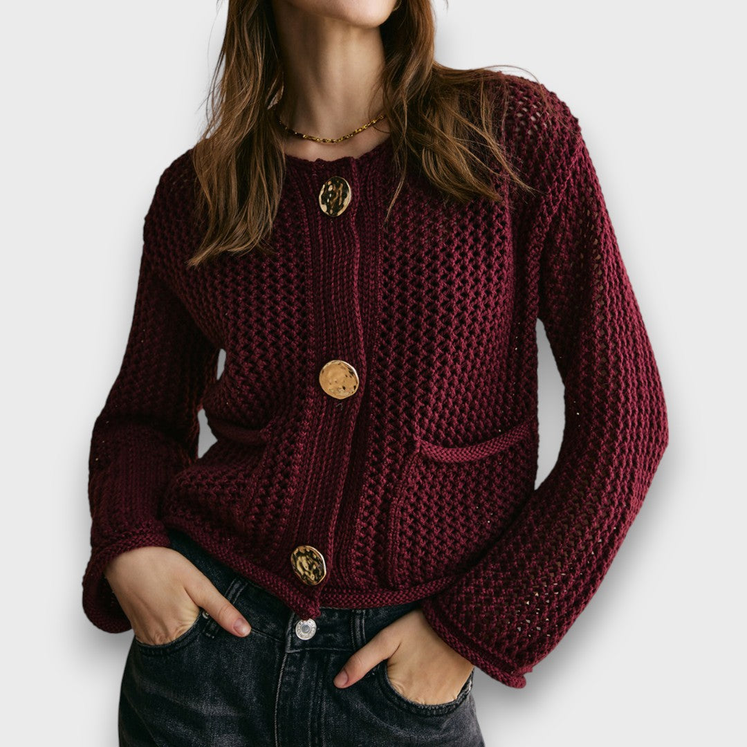 Jessa – Cardigan in Burgundy Red