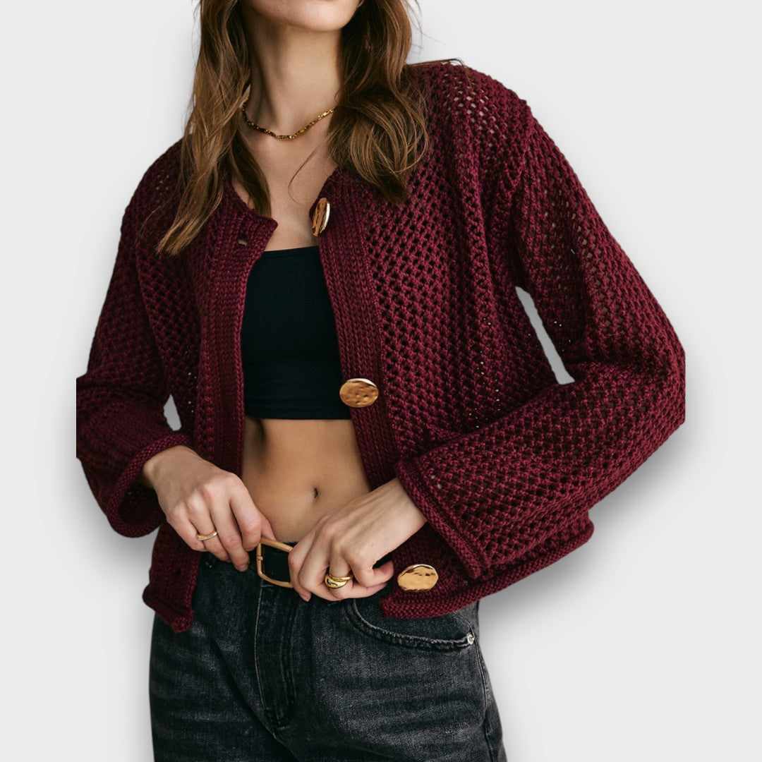 Jessa – Cardigan in Burgundy Red