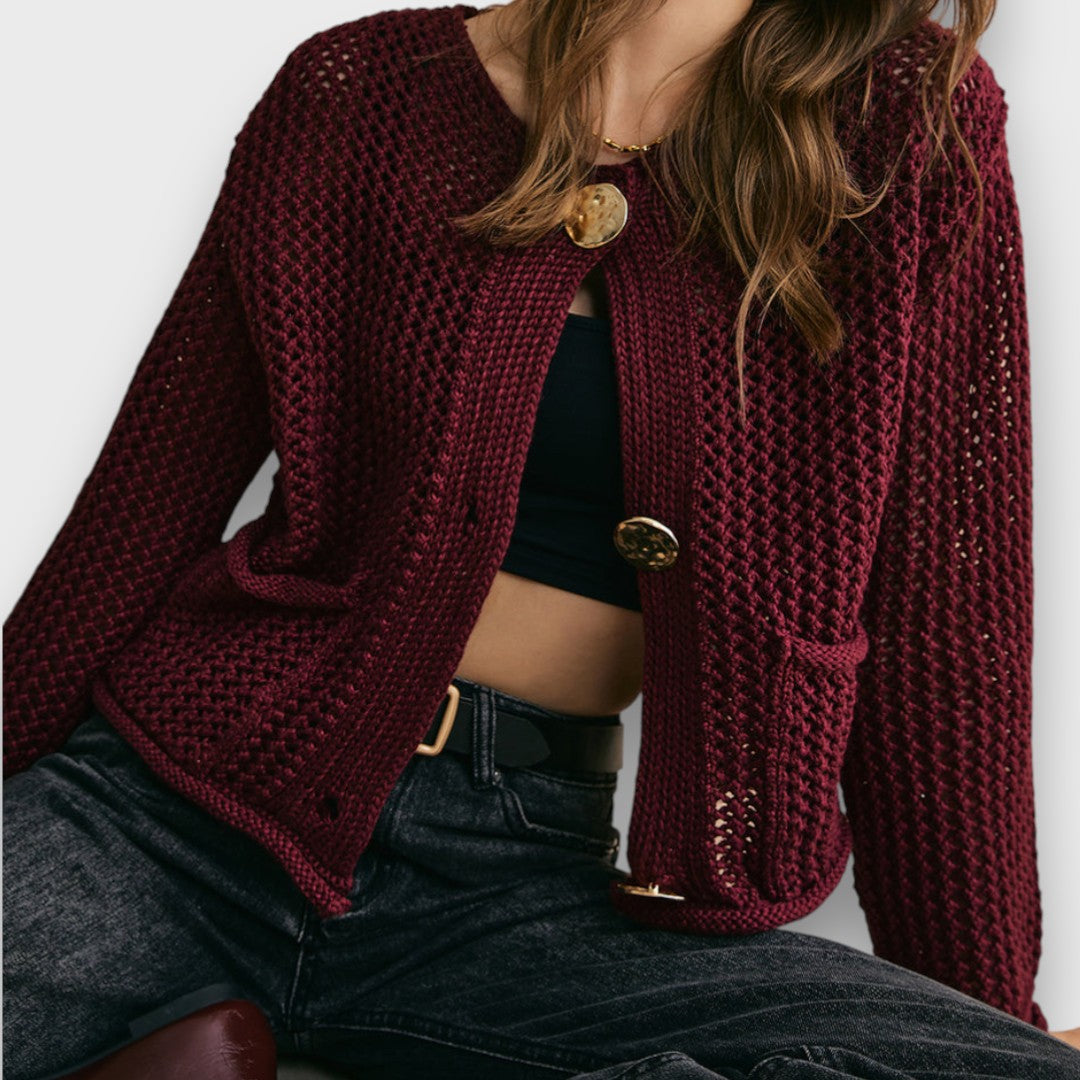 Jessa – Cardigan in Burgundy Red