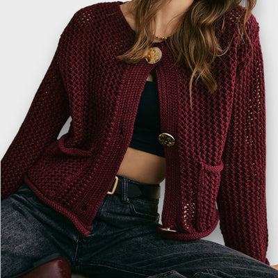 Jessa – Cardigan in Burgundy Red