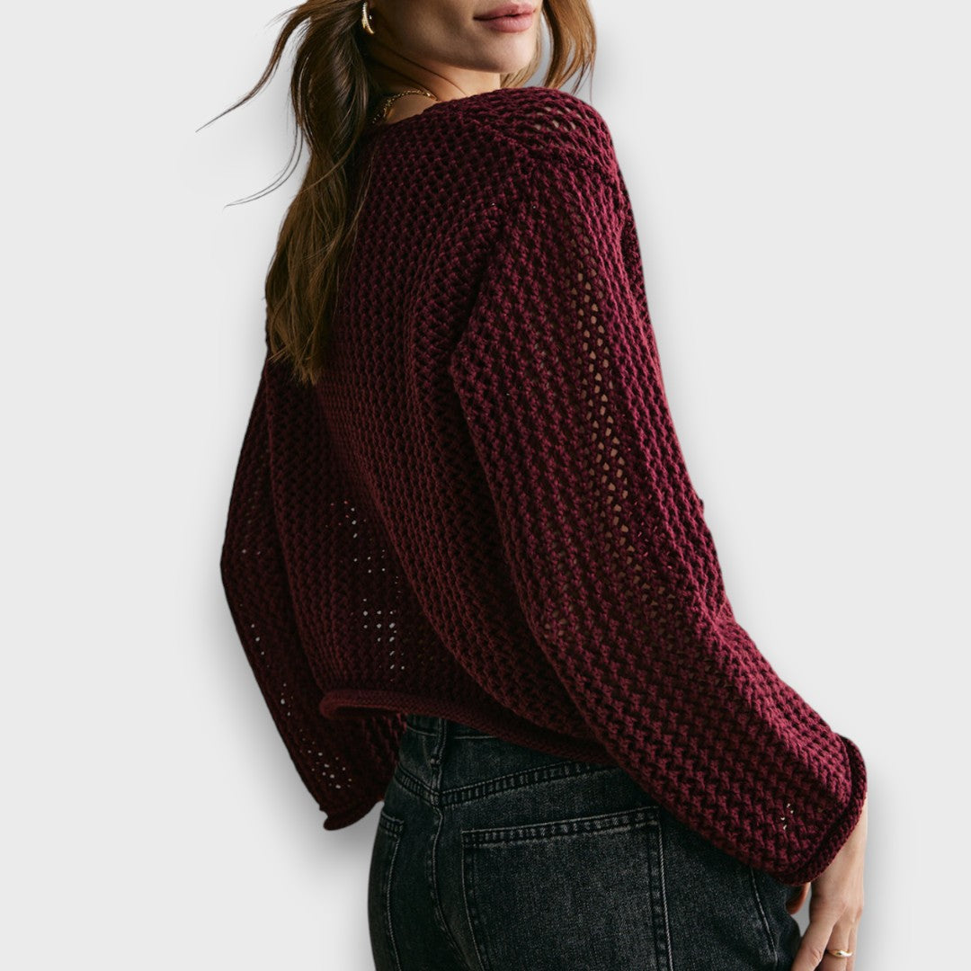 Jessa – Cardigan in Burgundy Red