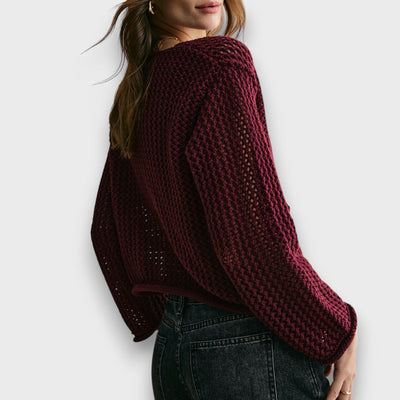 Jessa – Cardigan in Burgundy Red