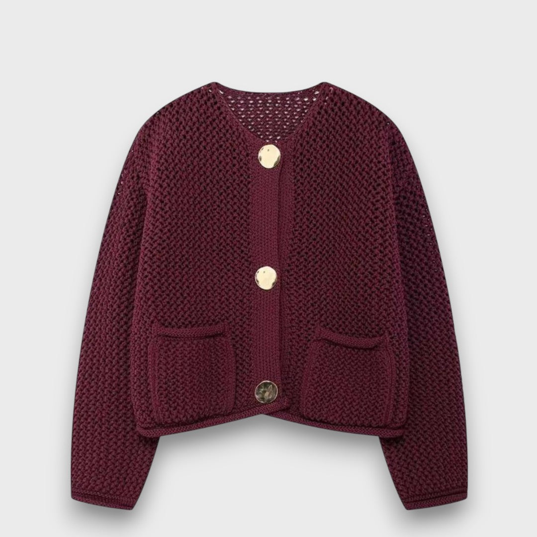 Jessa – Cardigan in Burgundy Red