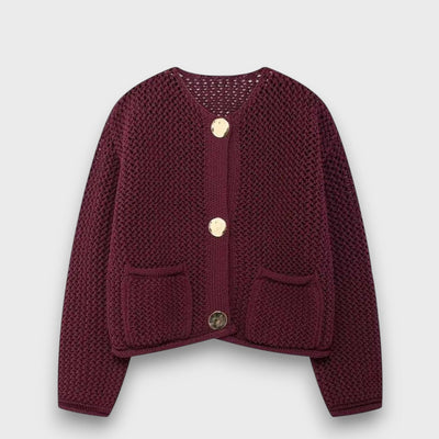 Jessa – Cardigan in Burgundy Red