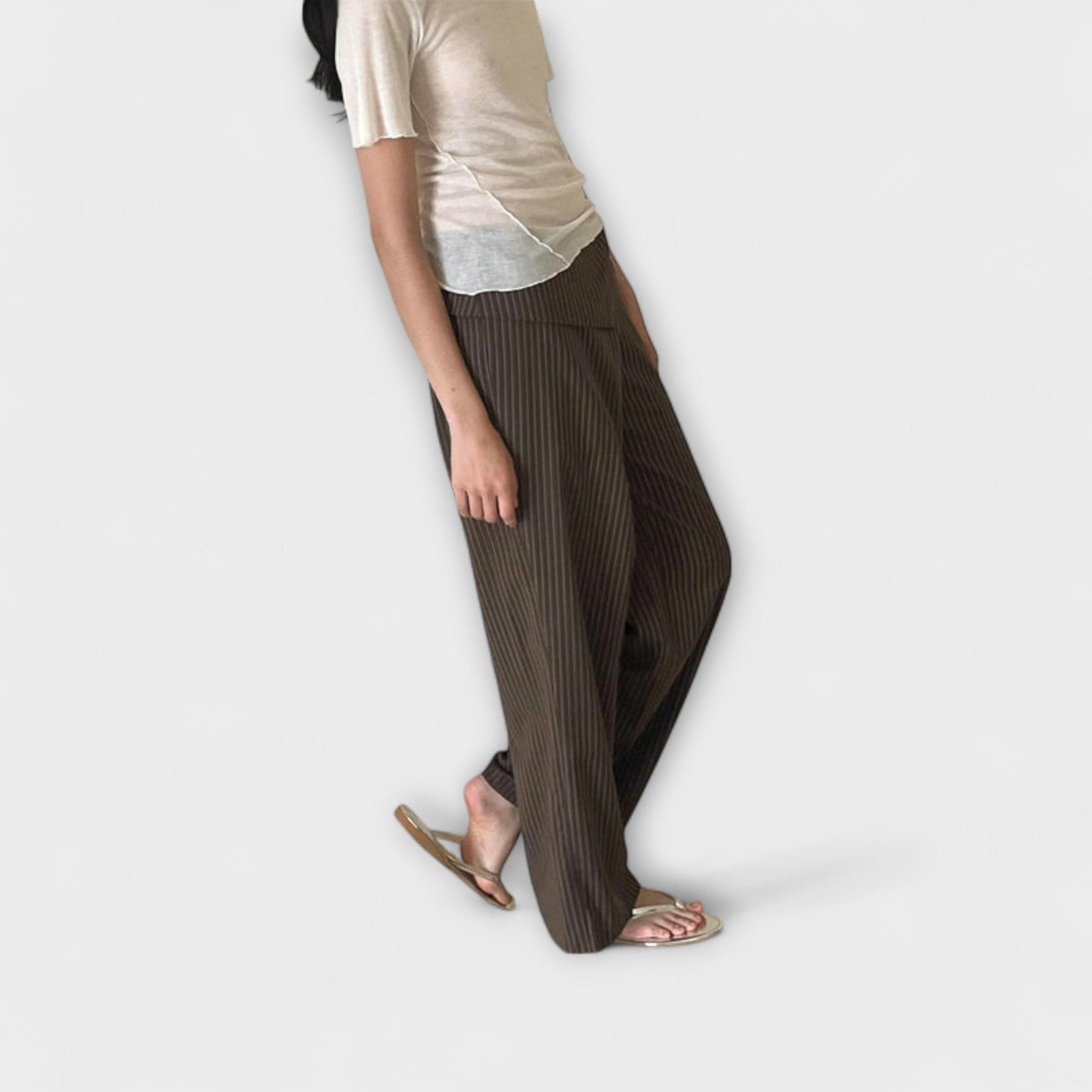 Julia - Striped Foldable Trousers
