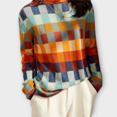 Erika - Patchwork High Neck Sweater