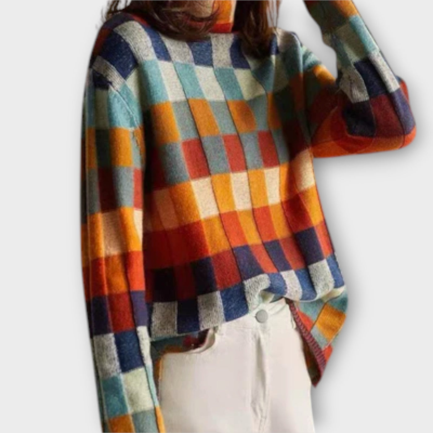 Erika - Patchwork High Neck Sweater