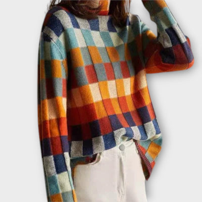Erika - Patchwork High Neck Sweater