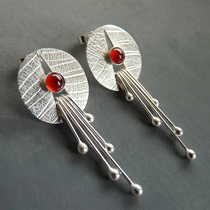 Pevena – Drop Earrings with Red Accent
