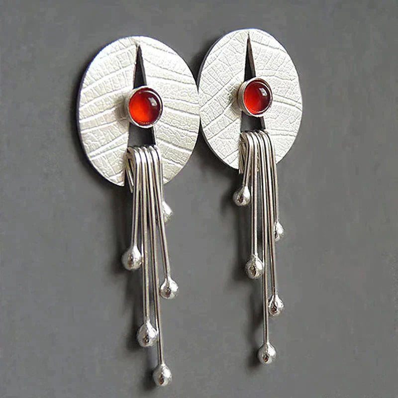 Pevena – Drop Earrings with Red Accent