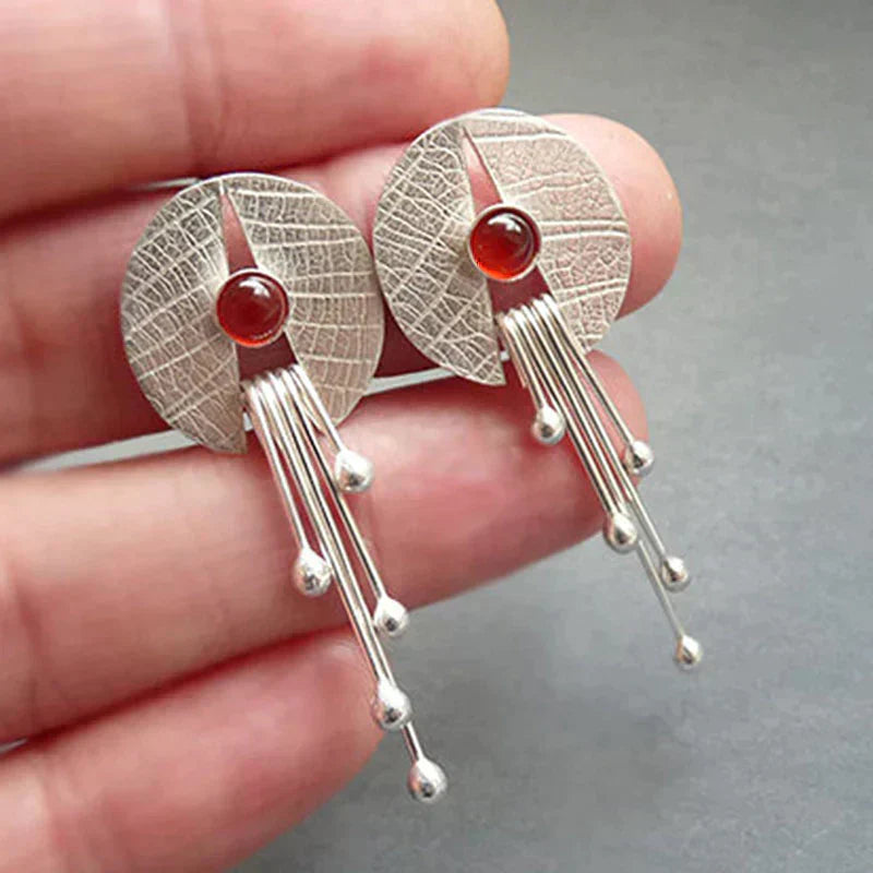 Pevena – Drop Earrings with Red Accent