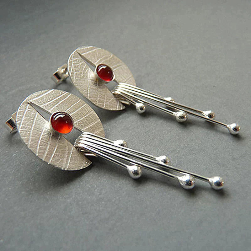 Pevena – Drop Earrings with Red Accent
