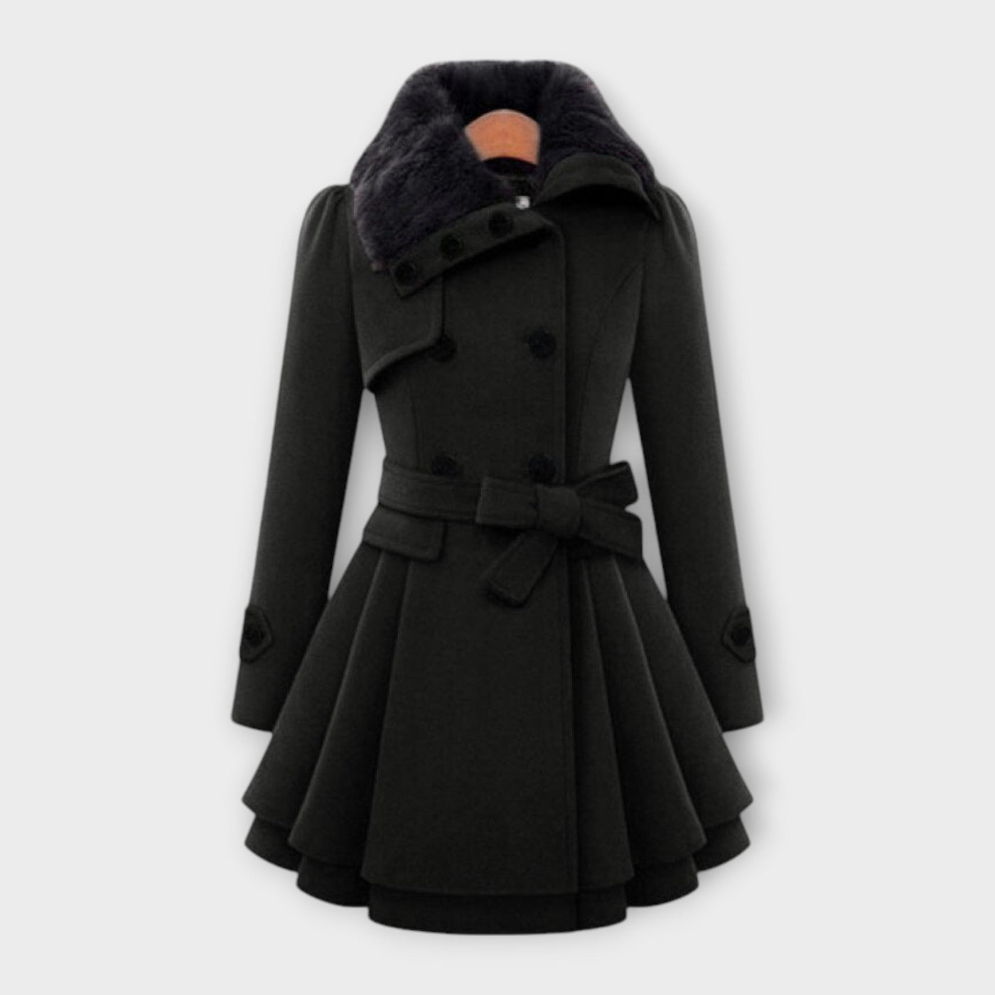 Emma - Elegant Coat with Synthetic Fur Collar