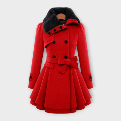 Emma - Elegant Coat with Synthetic Fur Collar