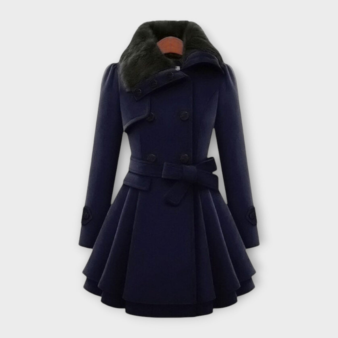 Emma - Elegant Coat with Synthetic Fur Collar