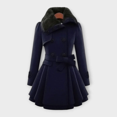 Emma - Elegant Coat with Synthetic Fur Collar
