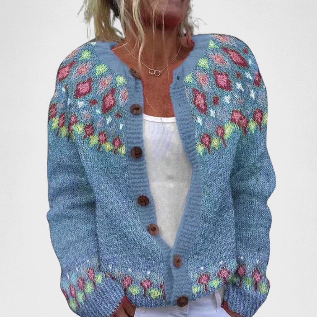 Lianne - Chic Patterned Loose Knit Cardigan