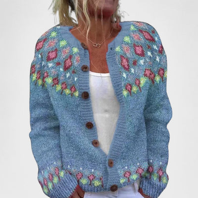 Lianne - Chic Patterned Loose Knit Cardigan