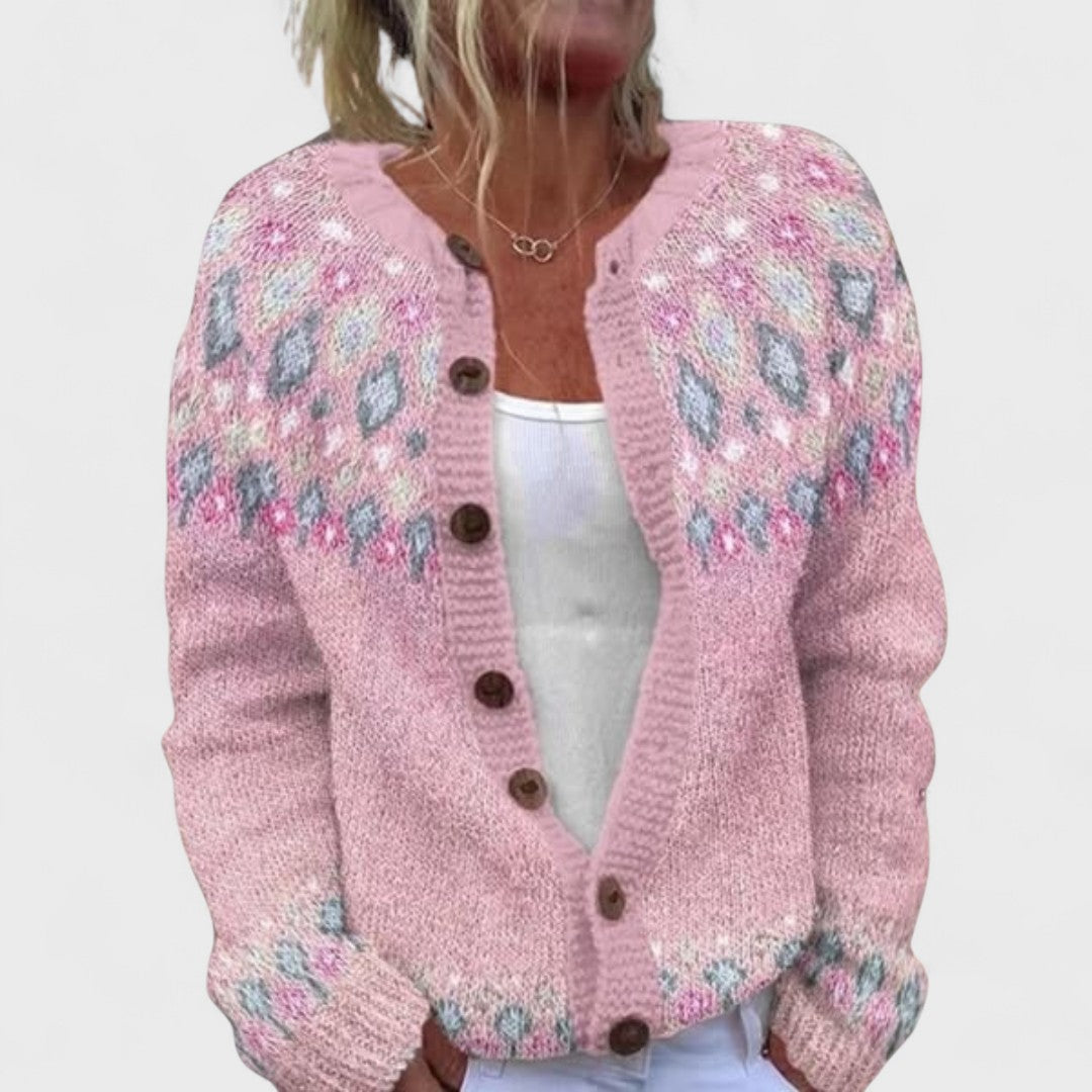 Lianne - Chic Patterned Loose Knit Cardigan