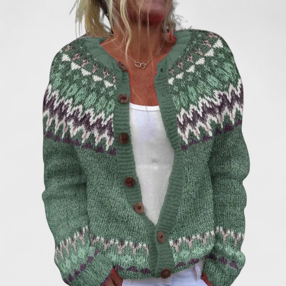 Lianne - Chic Patterned Loose Knit Cardigan