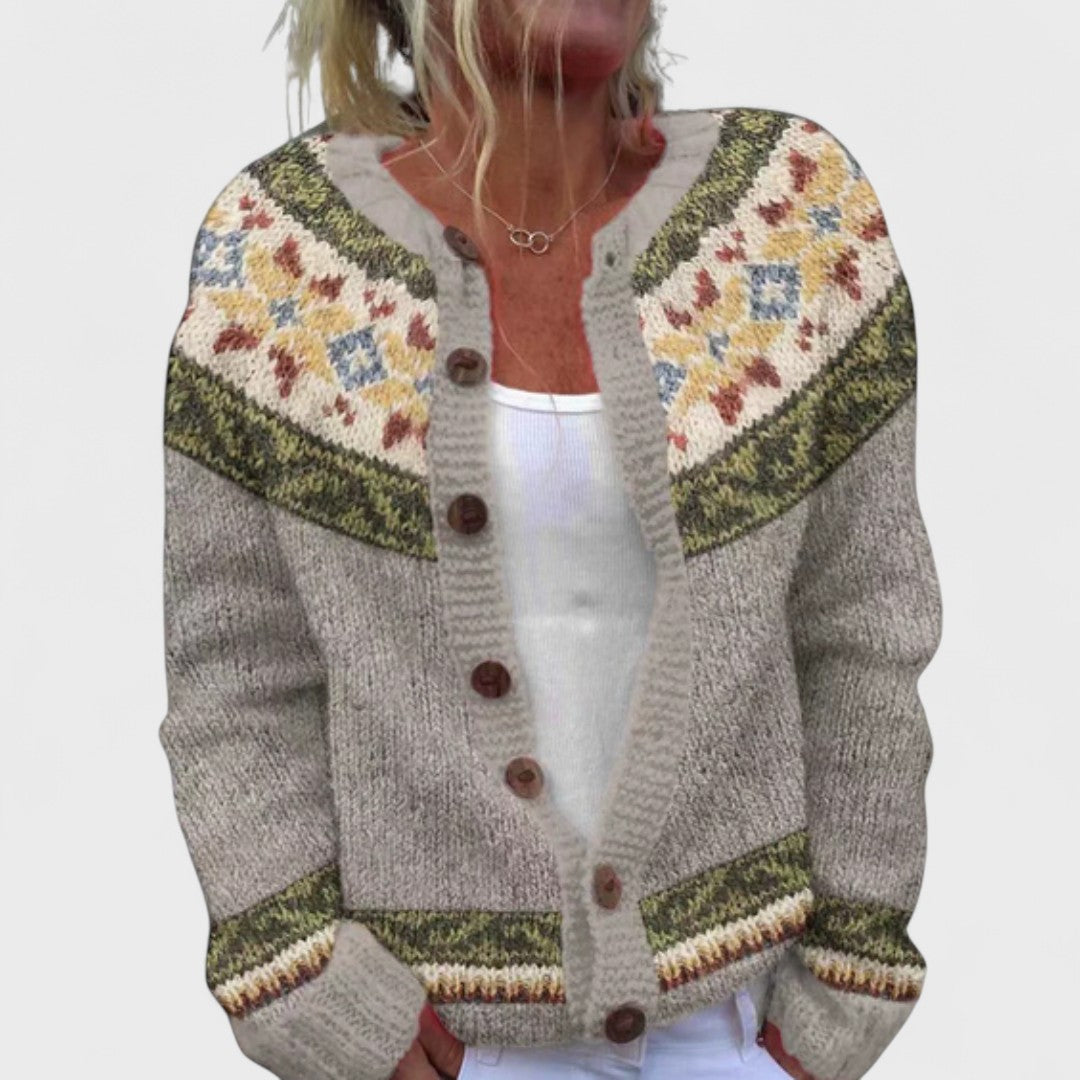 Lianne - Chic Patterned Loose Knit Cardigan