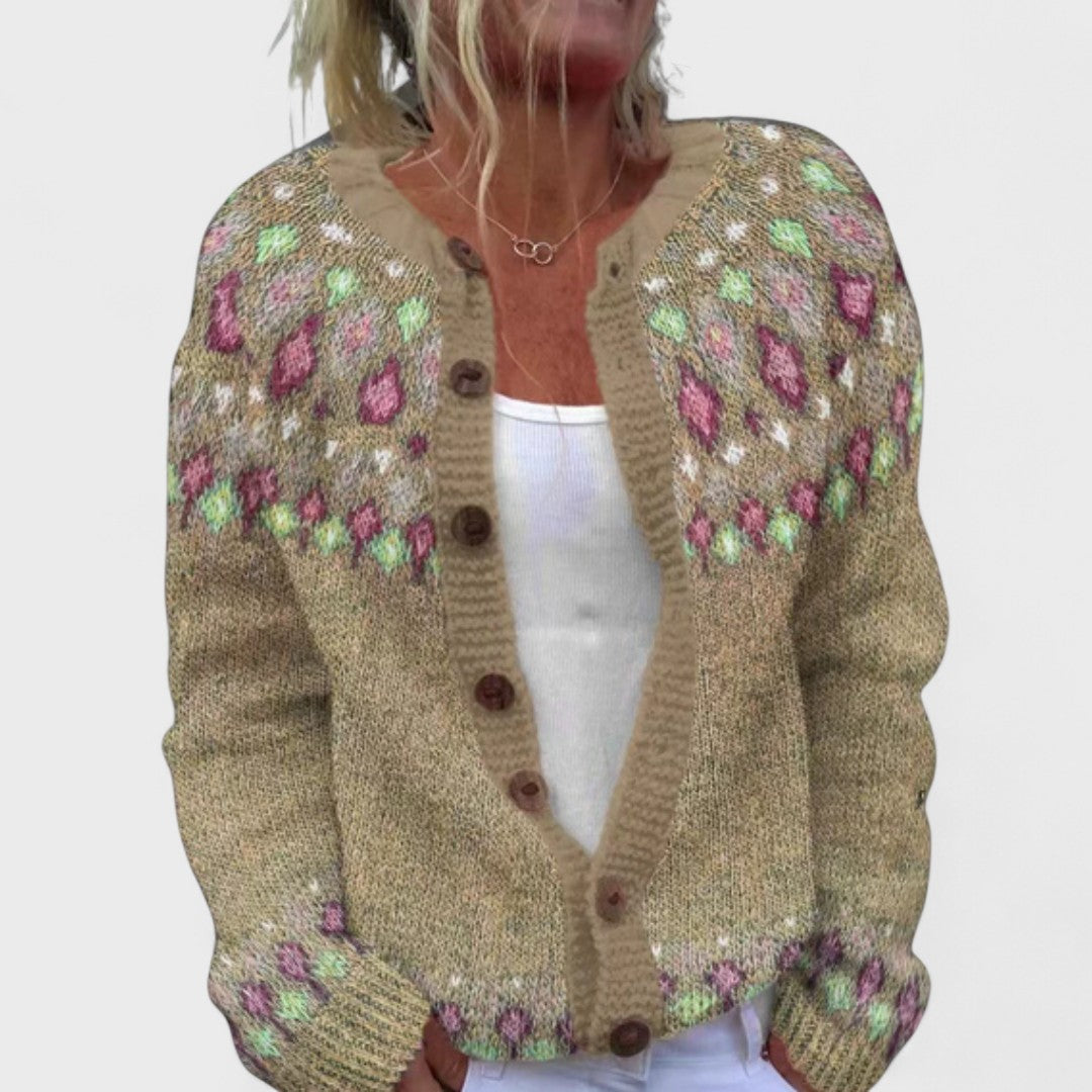 Lianne - Chic Patterned Loose Knit Cardigan
