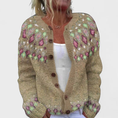 Lianne - Chic Patterned Loose Knit Cardigan