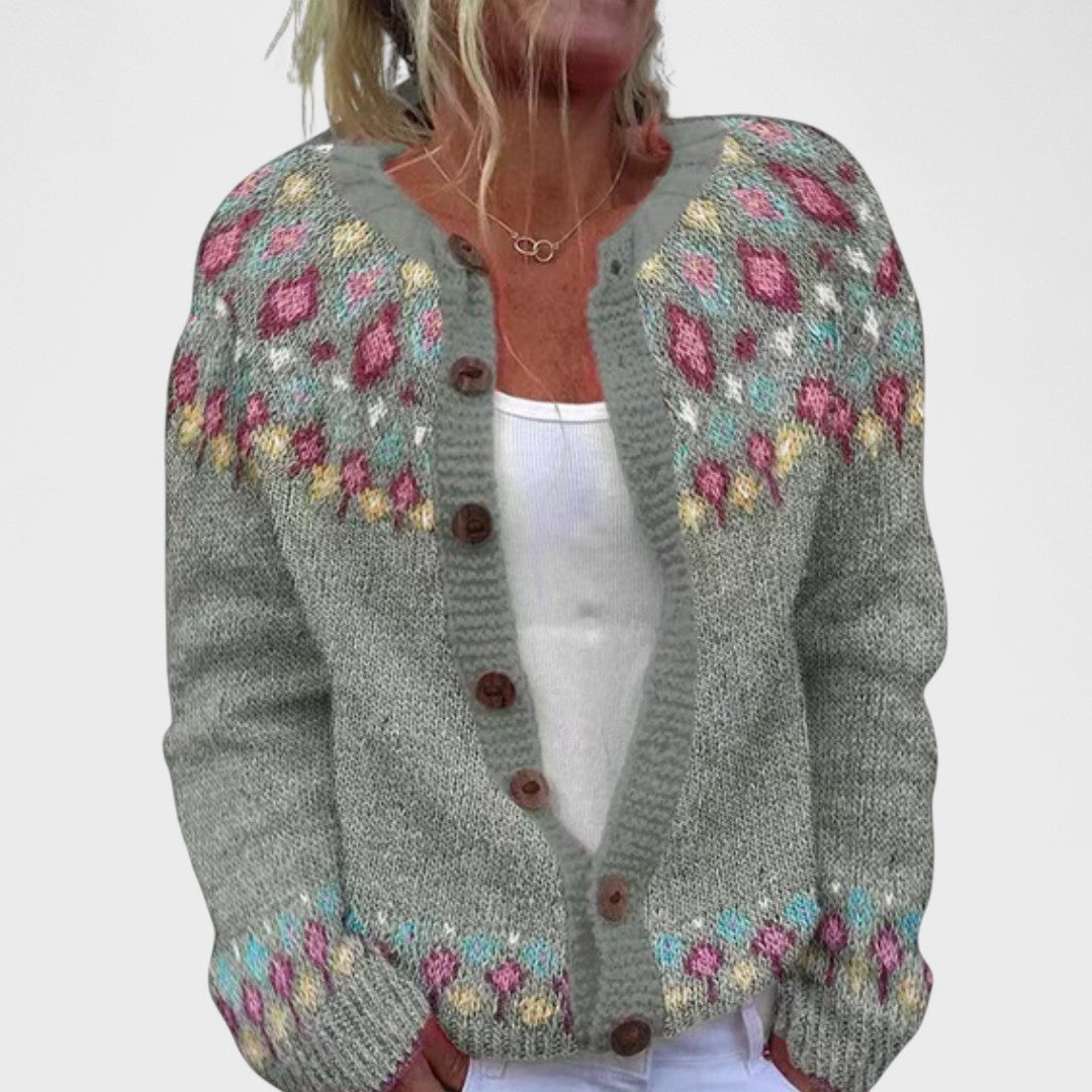 Lianne - Chic Patterned Loose Knit Cardigan