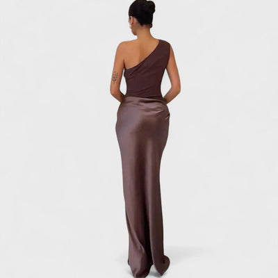 Amber - Long One-Shoulder Satin Dress