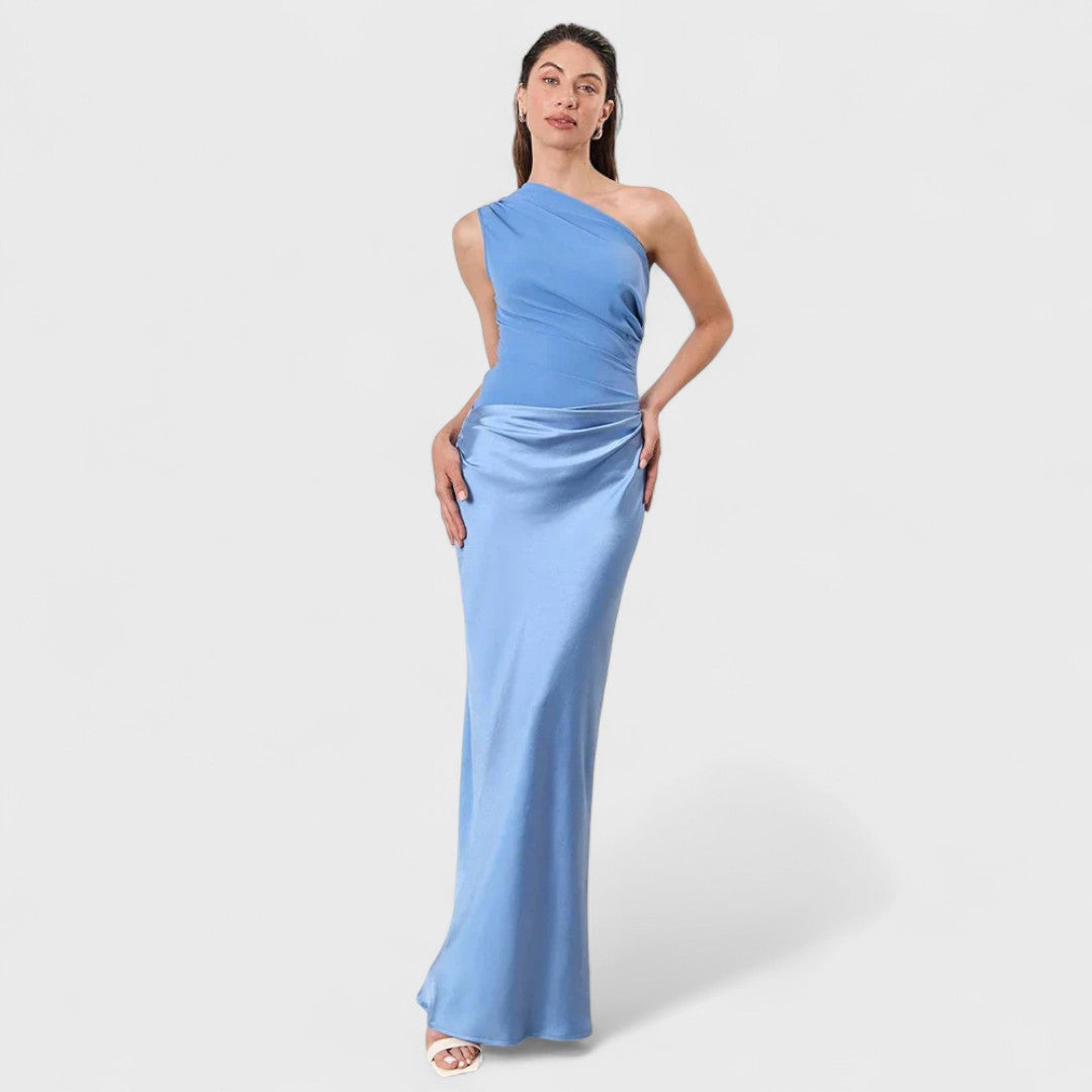 Amber - Long One-Shoulder Satin Dress