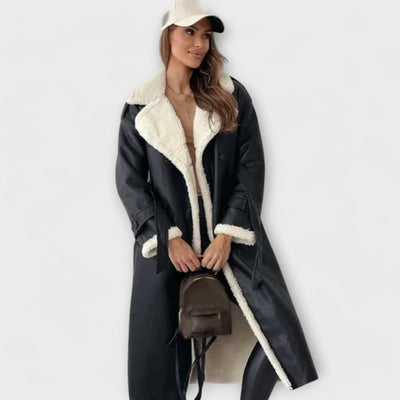Maria – Classic Long Coat with Fleece Lining and Teddy Collar