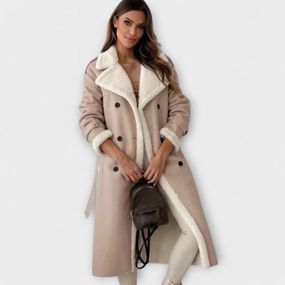 Maria – Classic Long Coat with Fleece Lining and Teddy Collar