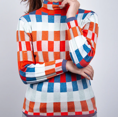 Erika - Patchwork High Neck Sweater