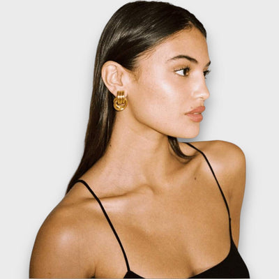 Nela – Filigree Knot Earrings in Gold-Plated Brass