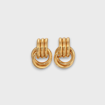 Nela – Filigree Knot Earrings in Gold-Plated Brass