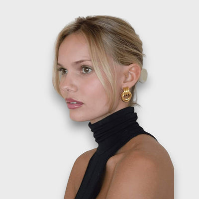 Nela – Filigree Knot Earrings in Gold-Plated Brass
