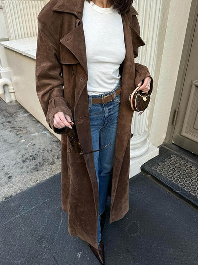 Molly trench coat in synthetic suede