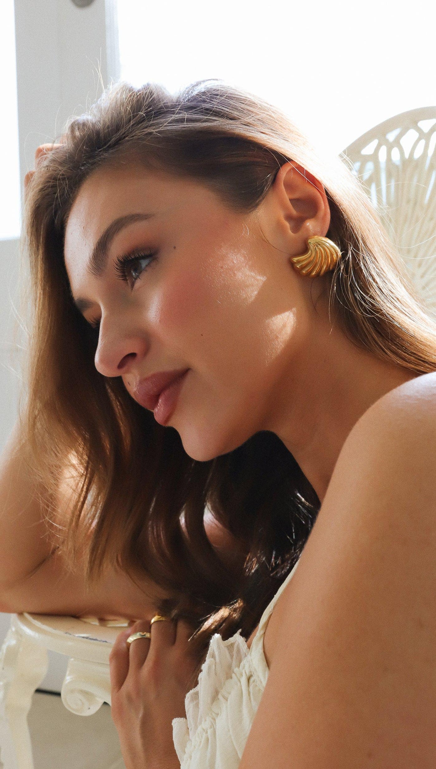 Emery | Gold Shell Earrings